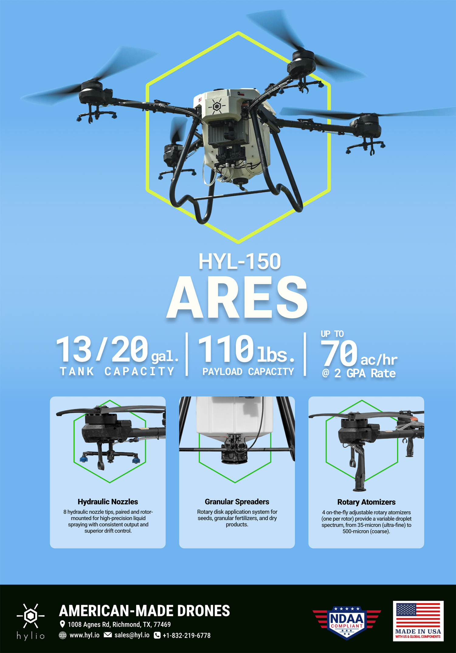 Hylio Ares – HYL-150 Agricultural Drone Brochure Cover